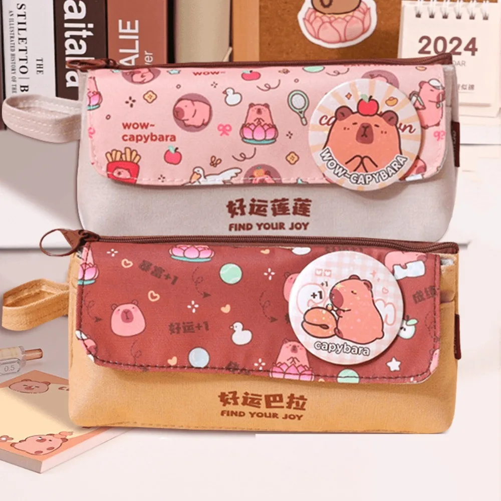 

Capybara Cartoon Pencil Bag Stationery Holder Multifunction Kawaii Pencil Case Large Capacity Zipper Cute Pencil Storage Bag