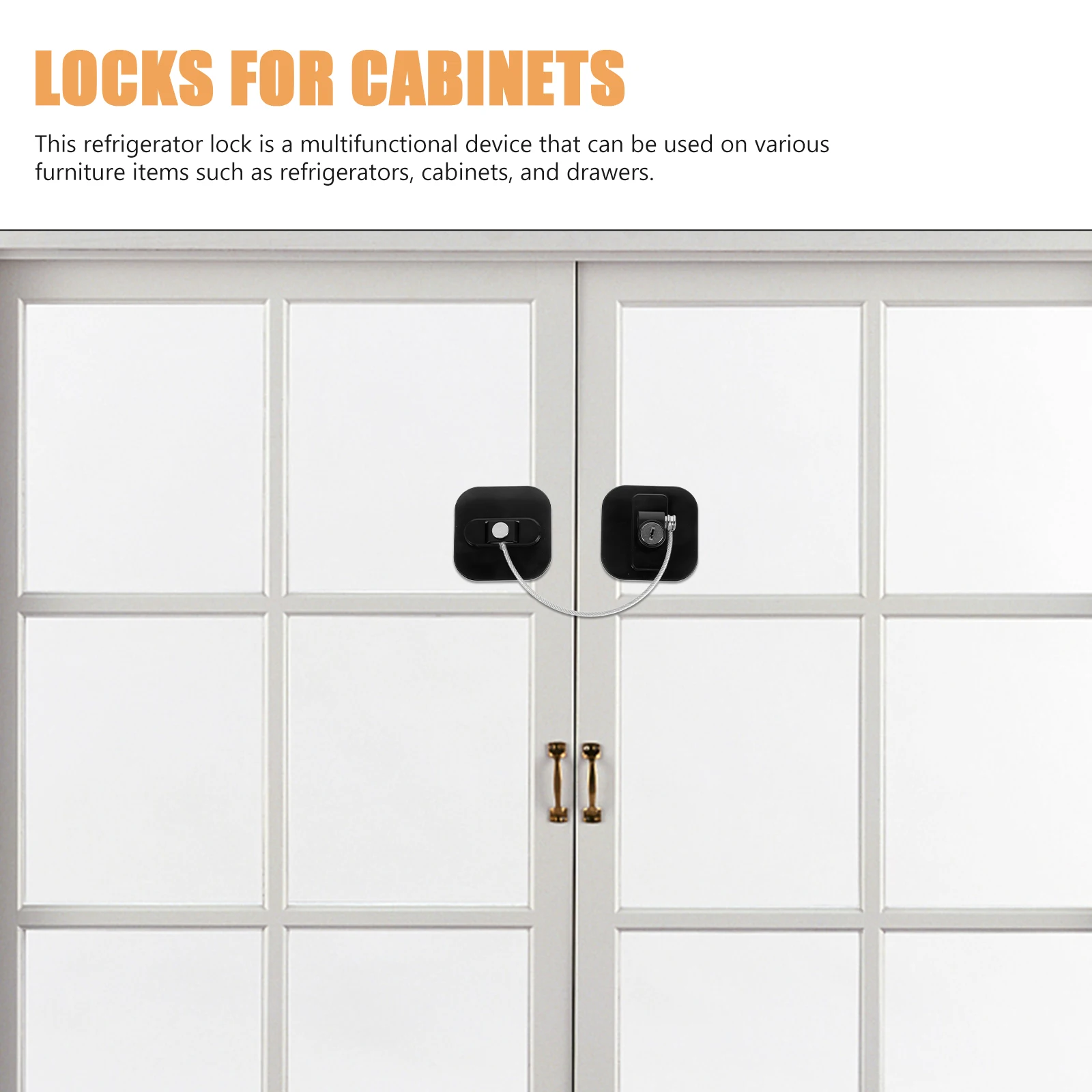 

Drawer Lock Refrigerator Safety Child Cabinet with Key Metal Fridge Latch Locks for Refrigerators