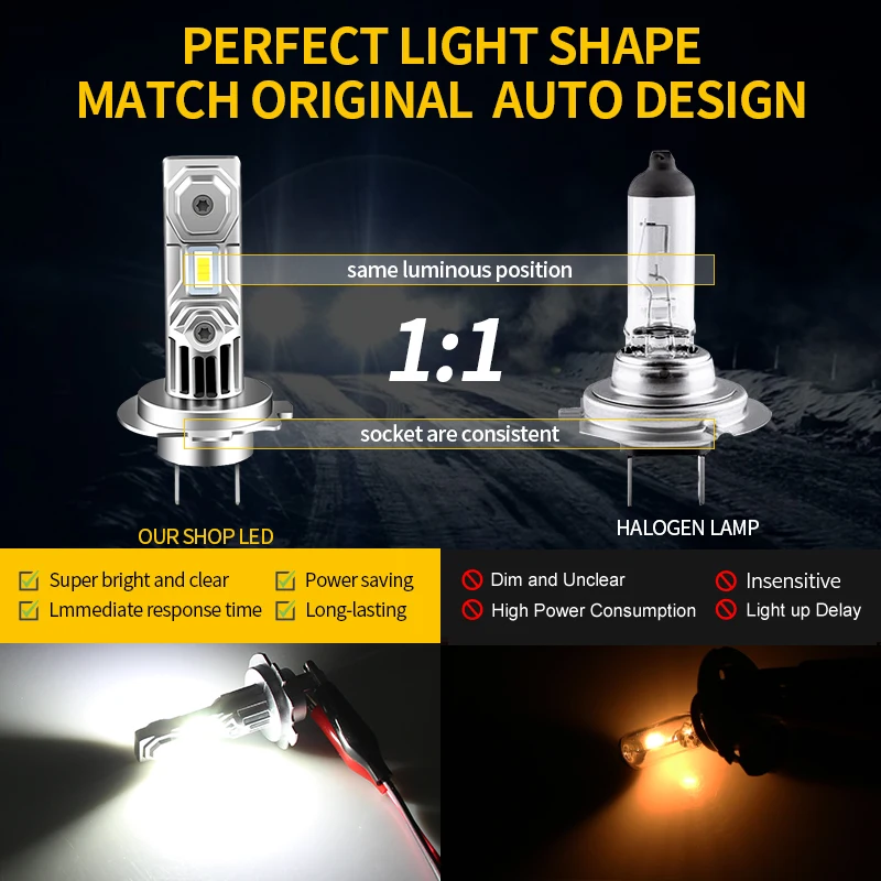 H7 LED Headlight Bulb For Kawasaki ZX1000 EX300 EX650 Ninja ZX10R ZX6R 300 650 KLE650 Versys KLR650 ZR900 Z900 ABS 16-2018
