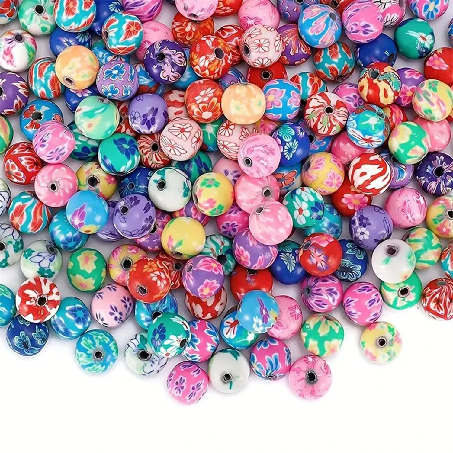 6/8/10/12mm Thousand Flower Round Soft Polymer Clay Beads Cute Clay Ball Spacer Beads for Jewelry Making DIY Bracelets Necklace