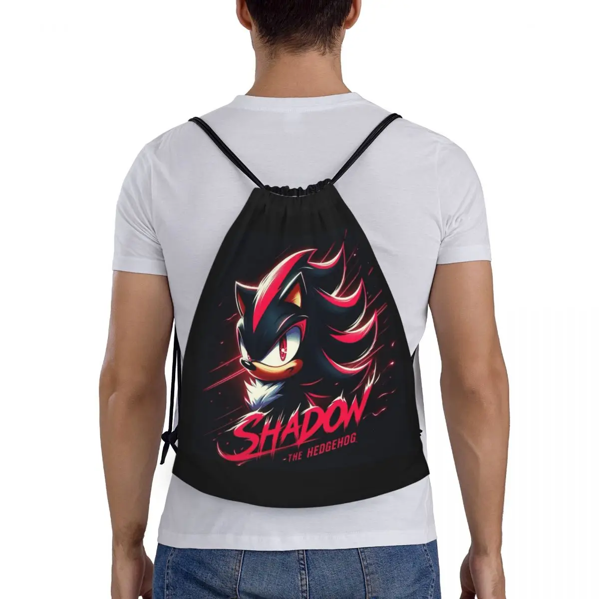 Shadow The Hedgehog Backpacks Casual Portable Drawstring Bundle Pocket Sports Bag Book Bags For Man Woman School