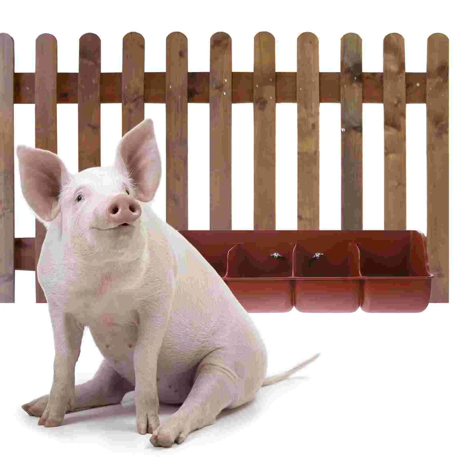 Baby Playpen Pig Feed Trough Livestock Dispenser for Food Plastic Feeder Brown Compartment Manger