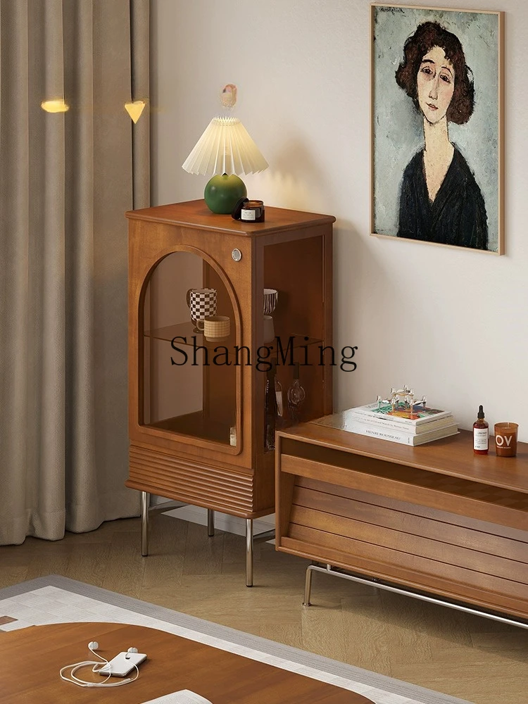 

CL simple entrance solid wood retro dining side locker small cabinet storage cabinet against the wall tea