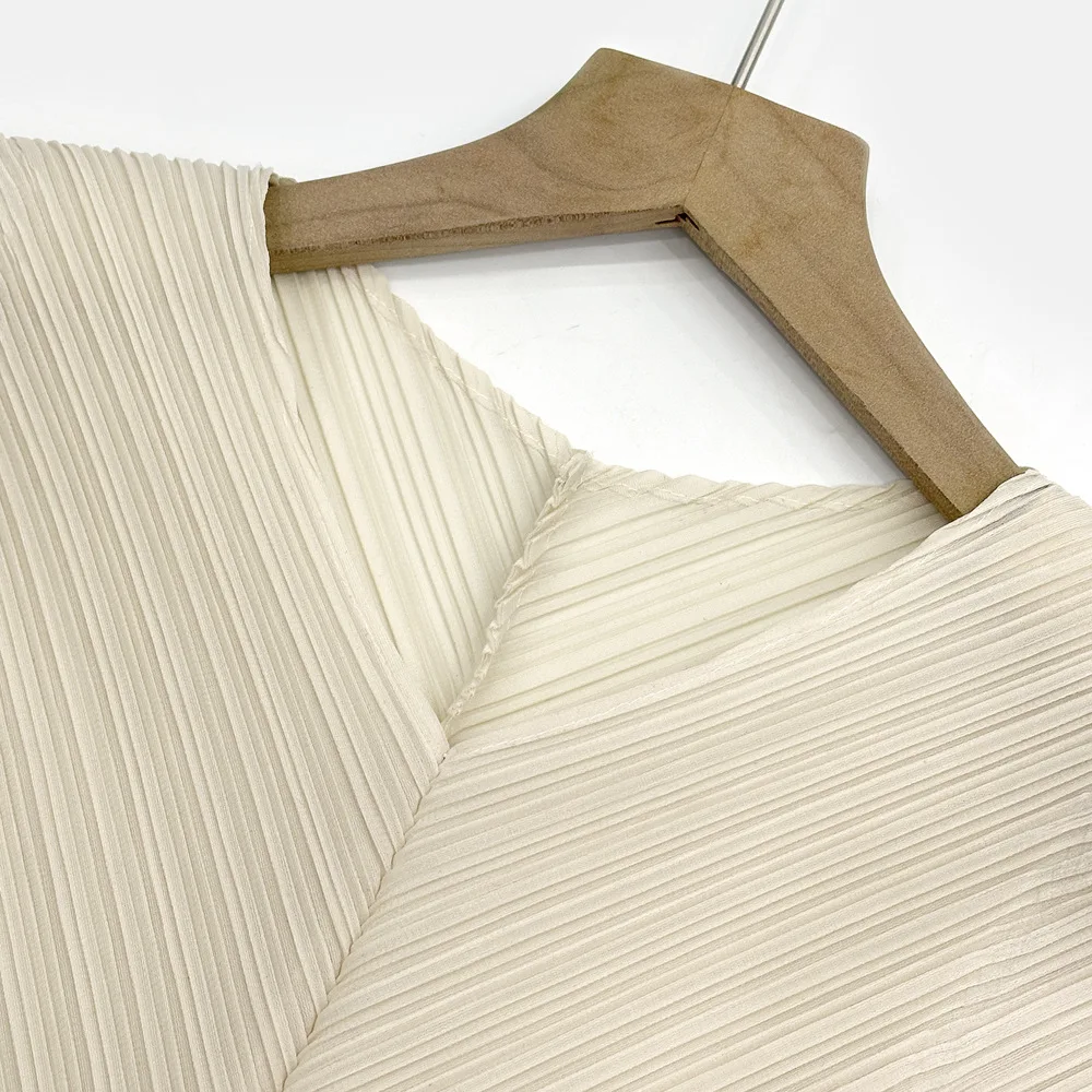 Miyake Pleated 2026 Summer Design Solid Color High-end Tops Versatile Temperament Casual T-shirts for Women