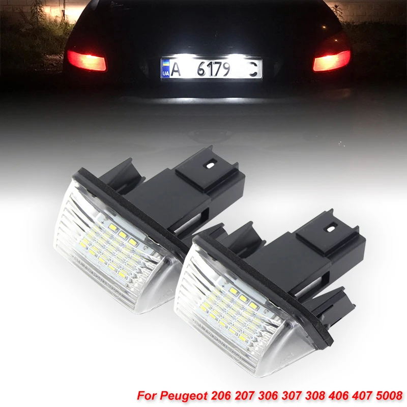 2pcs Canbus LED License Number Plate Lights Bulbs For Peugeot 206 207 307 308 406 407 Citroën C3 C4 C5 BERLINGO SAXO XSARA