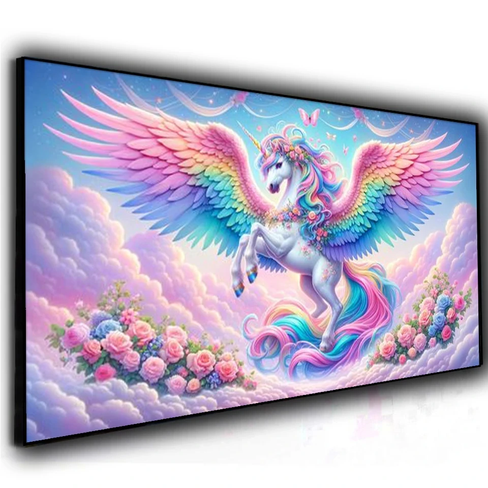 Pink Wings Rainbow Unicorn Diamond Painting New 2024 Diy Full Square Round Diamond mosaic Cross Stitch kits Horse Animal Art