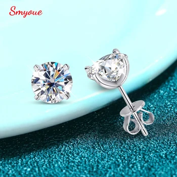 Smyoue แต่ละ 0.2-2CT GRA Certified Moissanite ต่างหูผู้หญิง 4 Claw ประกายงานแต่งงานเครื่องประดับเงินสเตอร์ลิง S925