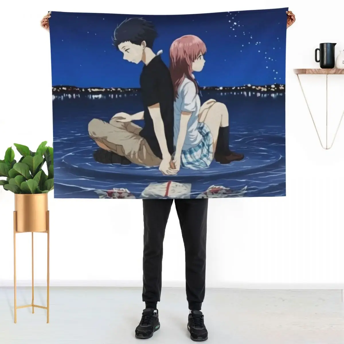 

A Silent Voice Ishida Shouya and Nishimiya Shouko Throw Blanket Stain Resistant Cozy Warm Blanket
