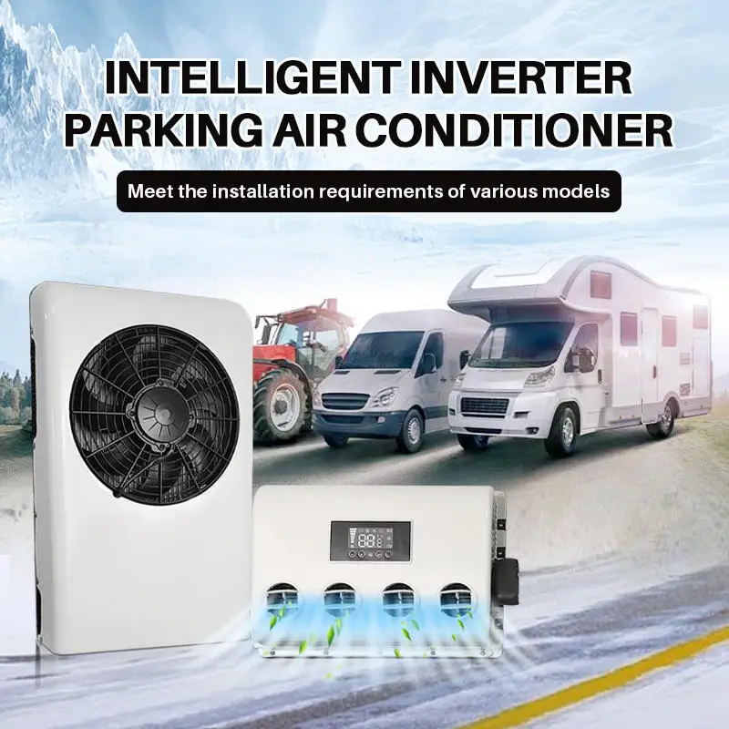 Treeligo 12V Electric Car Air Conditioner 10500BTU Truck Split parking air conditioning A/C 24V for Auto RV Caravan Camper Van