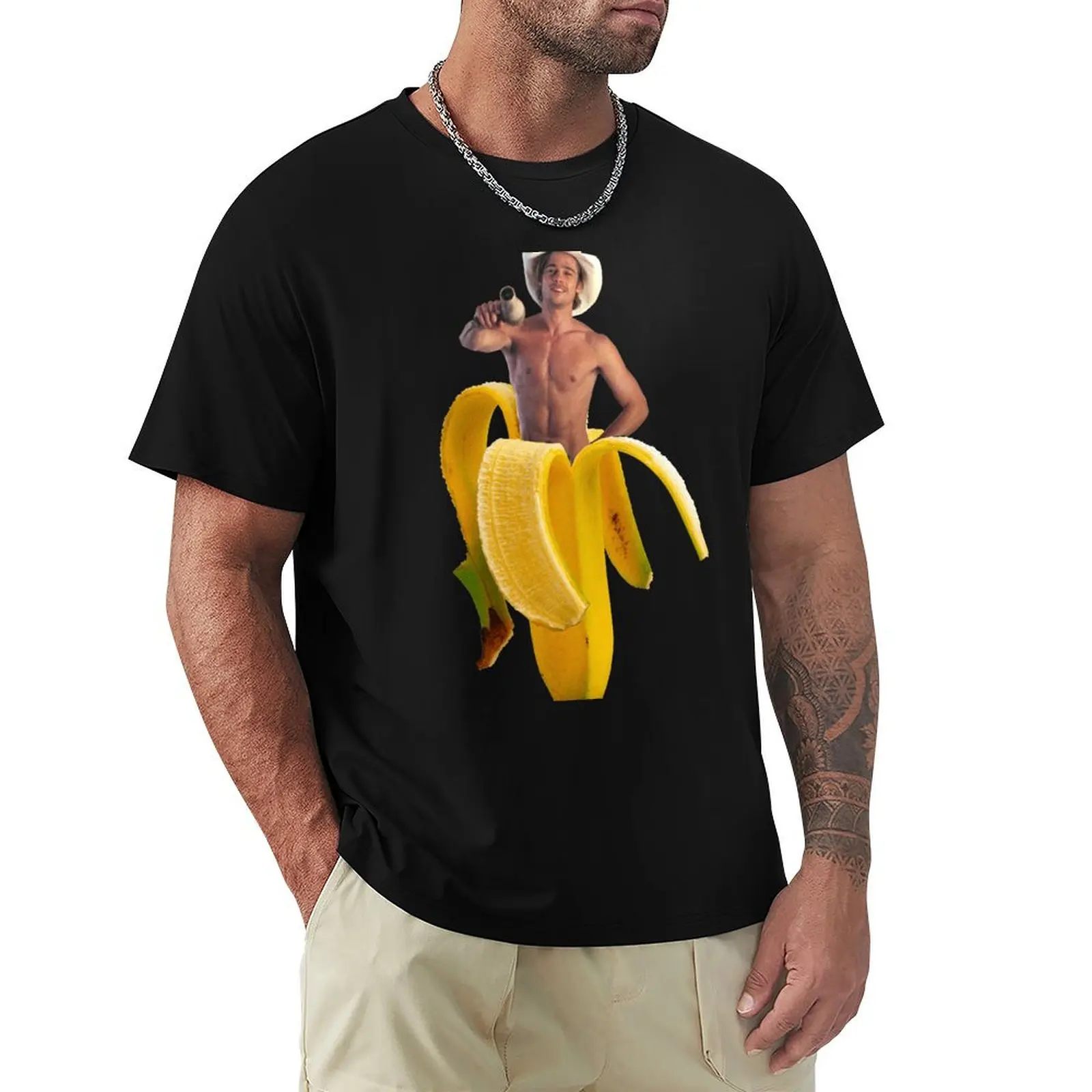 

Brad Pitt Wearing Cowboy Hat in a Banana T-Shirt Halloween Theme T-Shirt
