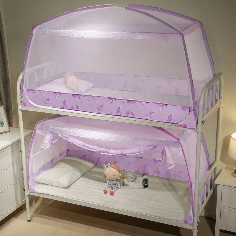 1 Piece 0.9m Mosquito Net For Dormitory Students Bunk Bed Kids Small Bed Mongolian Yurt Mosquito Net With Lace Decor 3 Colors