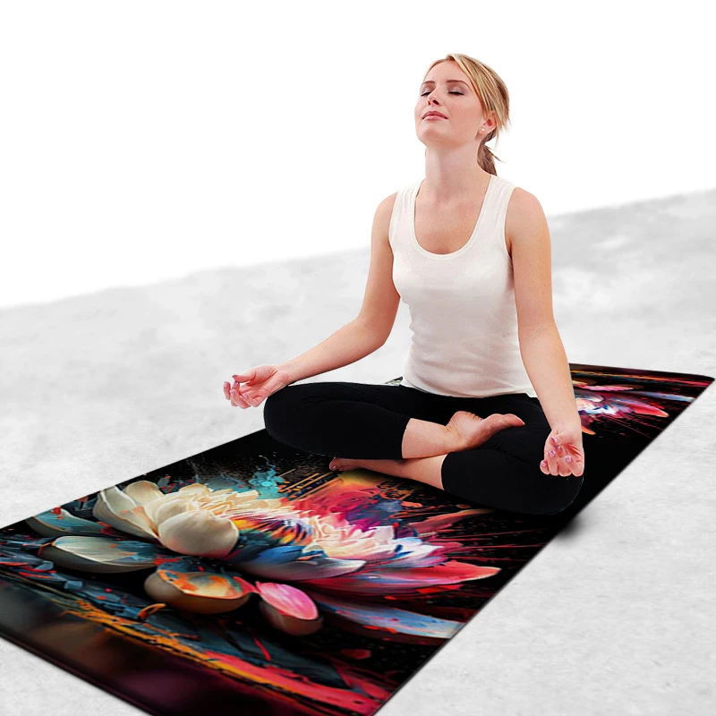 

Large Size Watercolor Lotus Carpet Soft Yoga Meditation Mat Chakras Healing Rugs Worship Buddha Cushions Elegant Home Decoration