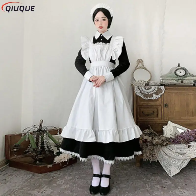 Women Maid Outfit Anime Long Dress French Court Maid Dress Lolita Dresses Cosplay Costume