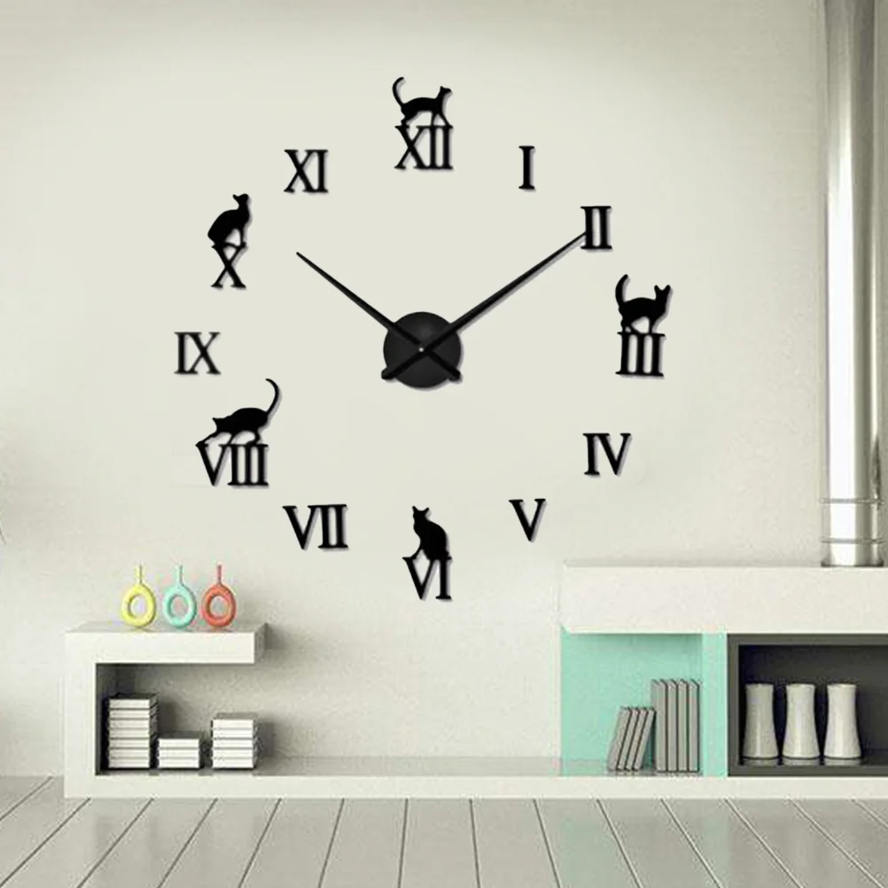 

Big Cat For Home Decor Mute Cat Wall Clock Large Mirror Clocks For Home Large Clocks Office Bedroom Decor Wall