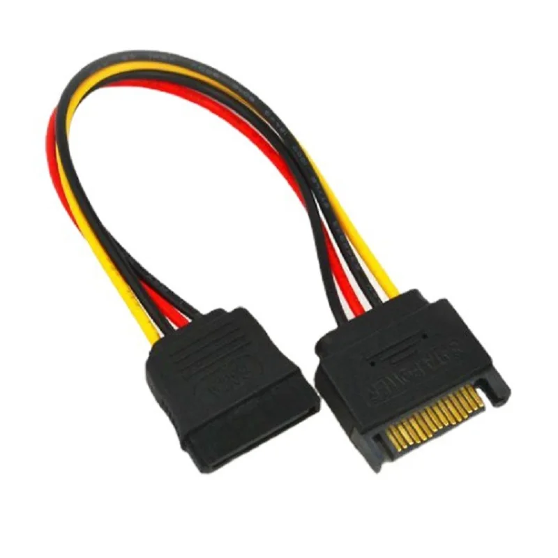 Adaptador de disco duro SATA macho a hembra, Cable extensor de potencia de 20CM, 15 Pines, para PC, HDD, SSD