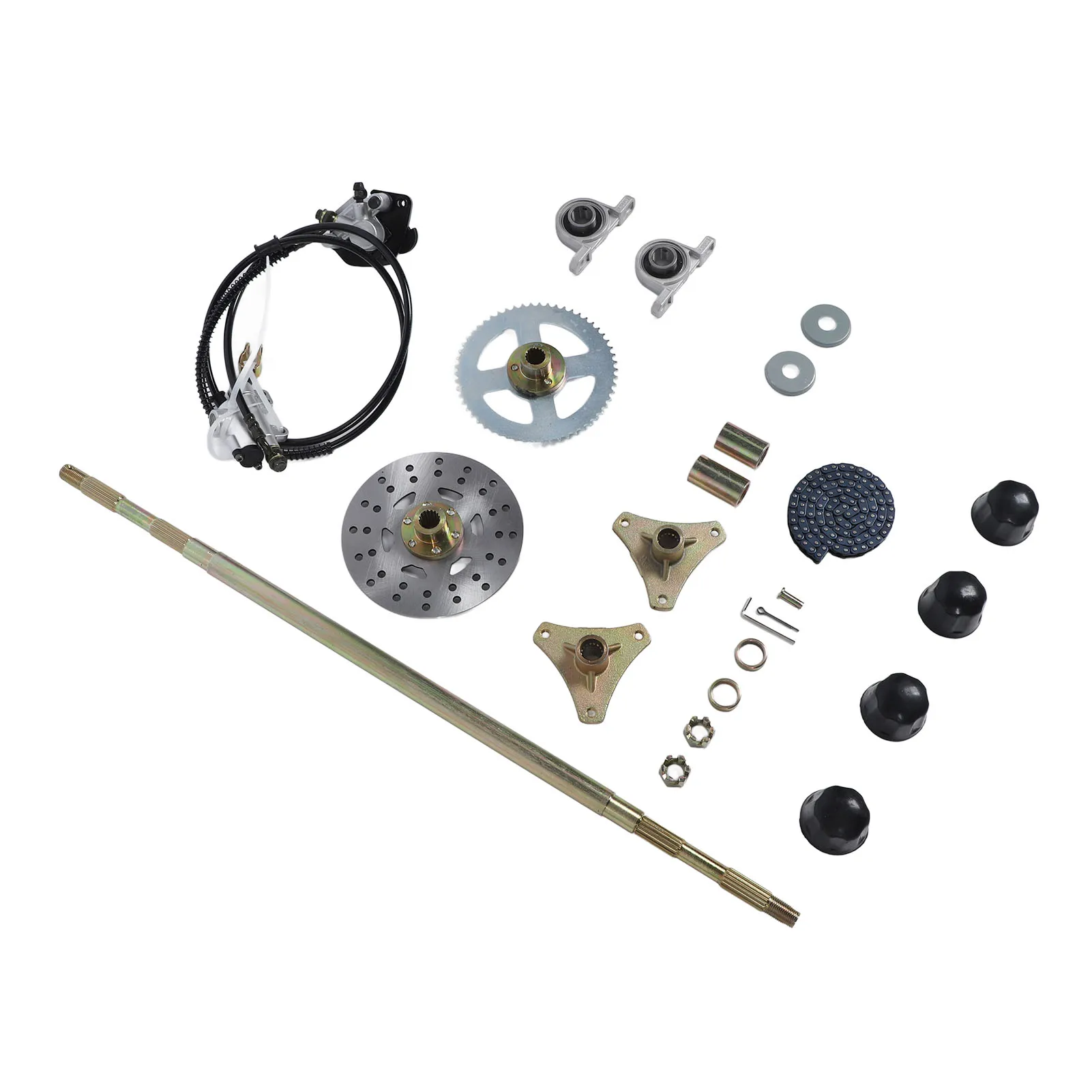 29in Go Disc Brake Calipers Kit Enhance Stability Sturdy Smooth Driving Go Kart Rear Live Axle Kit for 50cc 70cc 90cc ATV Quads