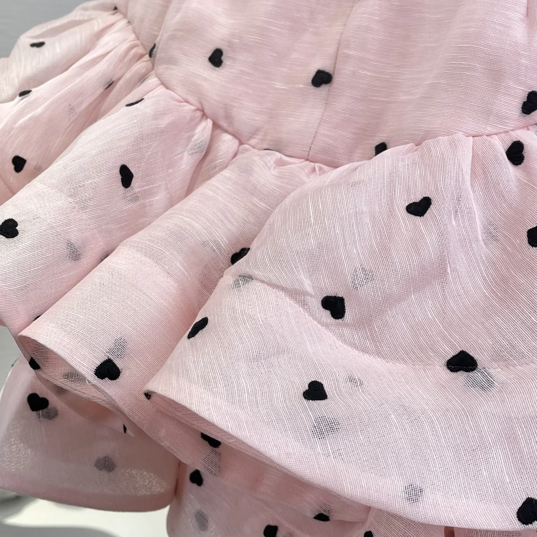 リネンとシルクのブラウスとミニケーキスカートのセット,ハート型,水玉模様,ランタンスリーブ,ピンクシリーズ,2020