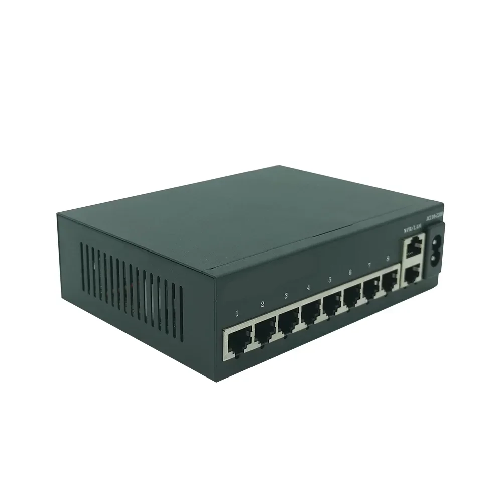 Gran oferta, 8 puertos Poe, 2 puertos, enlace ascendente, 100M y conmutador POE Ethernet 48V no administrado Gigabit