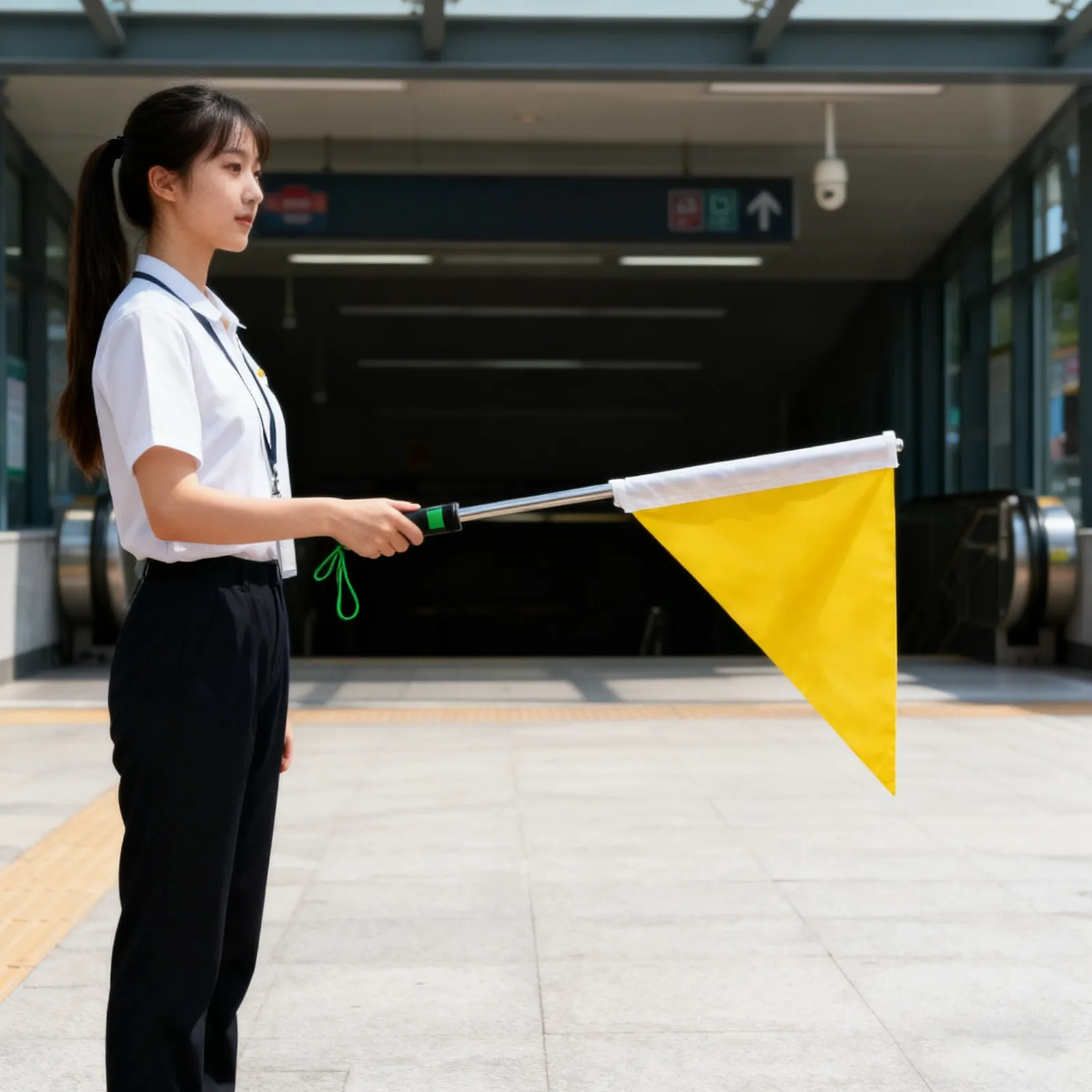 1Set Portable Telescopic Handheld Flagpole Stainless Steel Extendable Teaching Flag Leader Guidance Safety Signal Outdoor