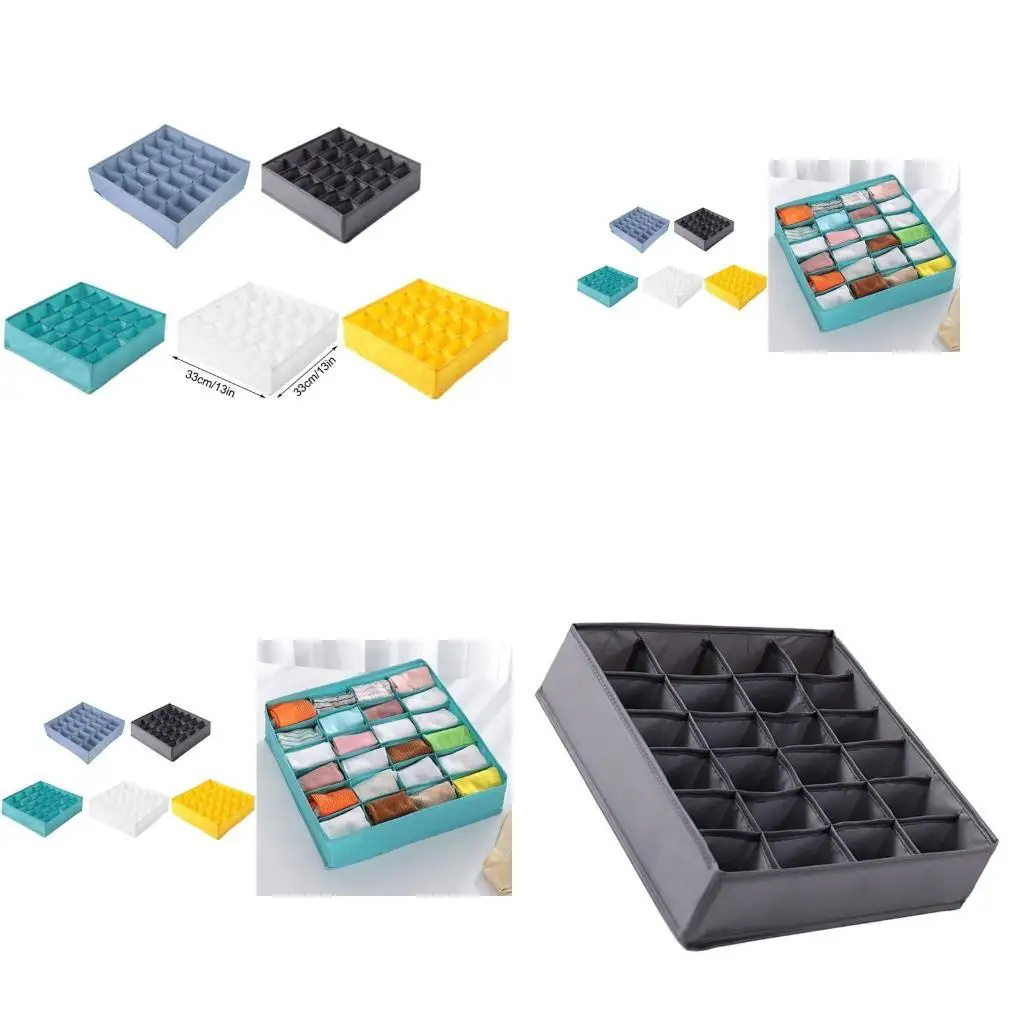 

E8BD 24 Grids Foldable Underwear Cabinets Drawer Underwear Bra Socks Closet