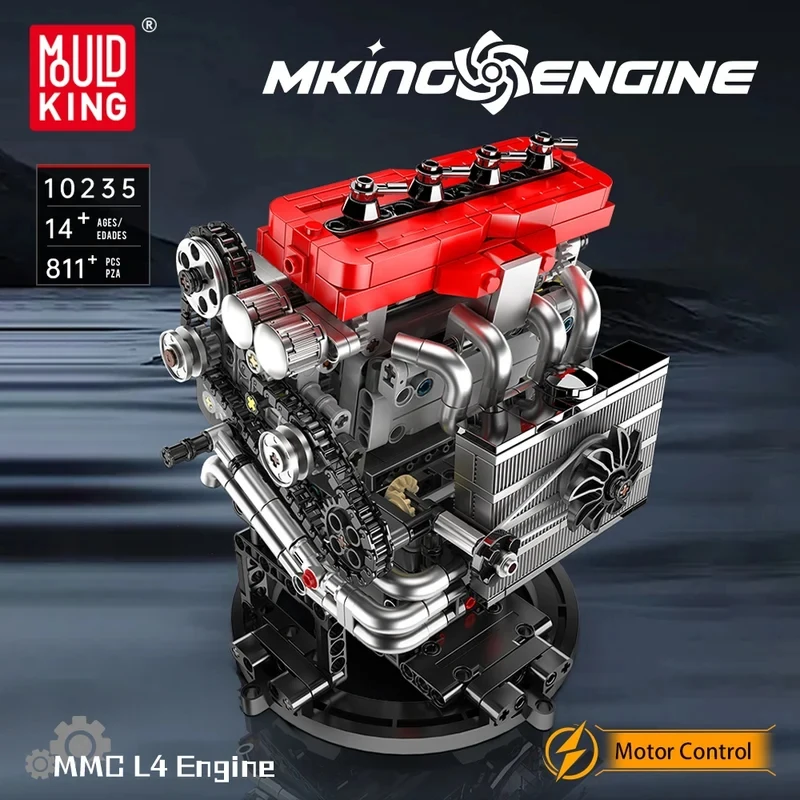 

Конструктор Mould King 10235 MMC L4 Engine Model — развивающий набор для сборки, креативные игрушки, строительные блоки, подарок на Рождество для детей.