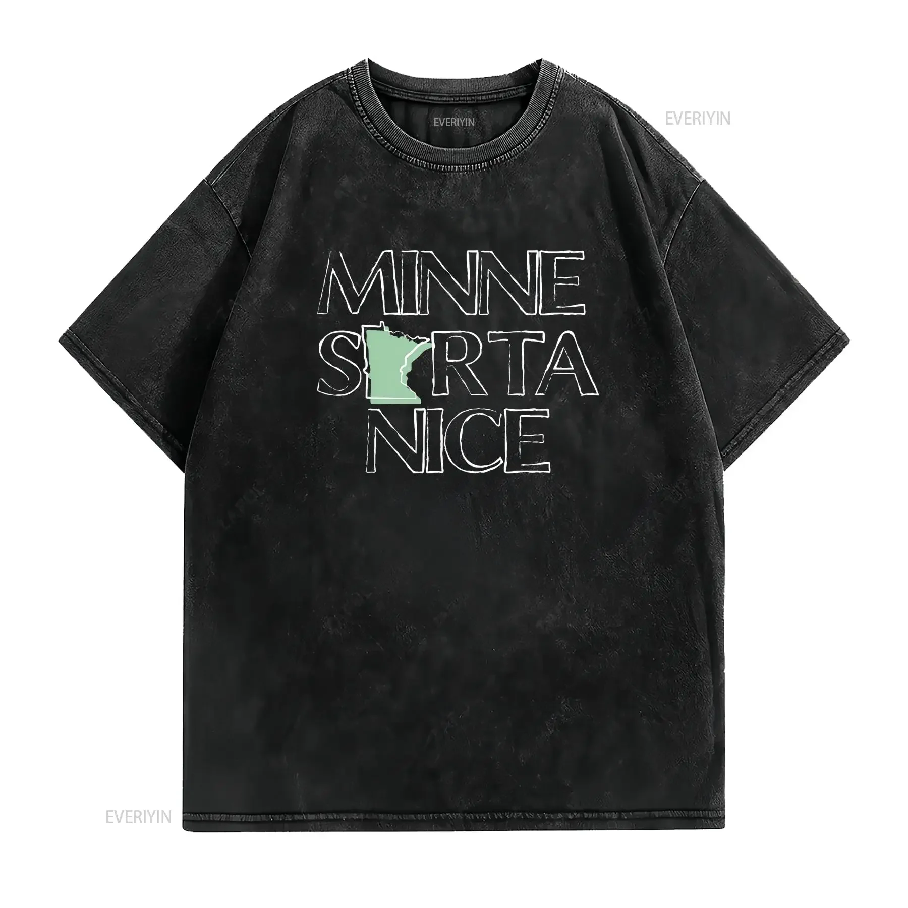 Minnesorta Nice MN Minnesota T Shirt vintage Washed Top For Everyday Wear Comfortable homme Casual Slightly streetwear graphic