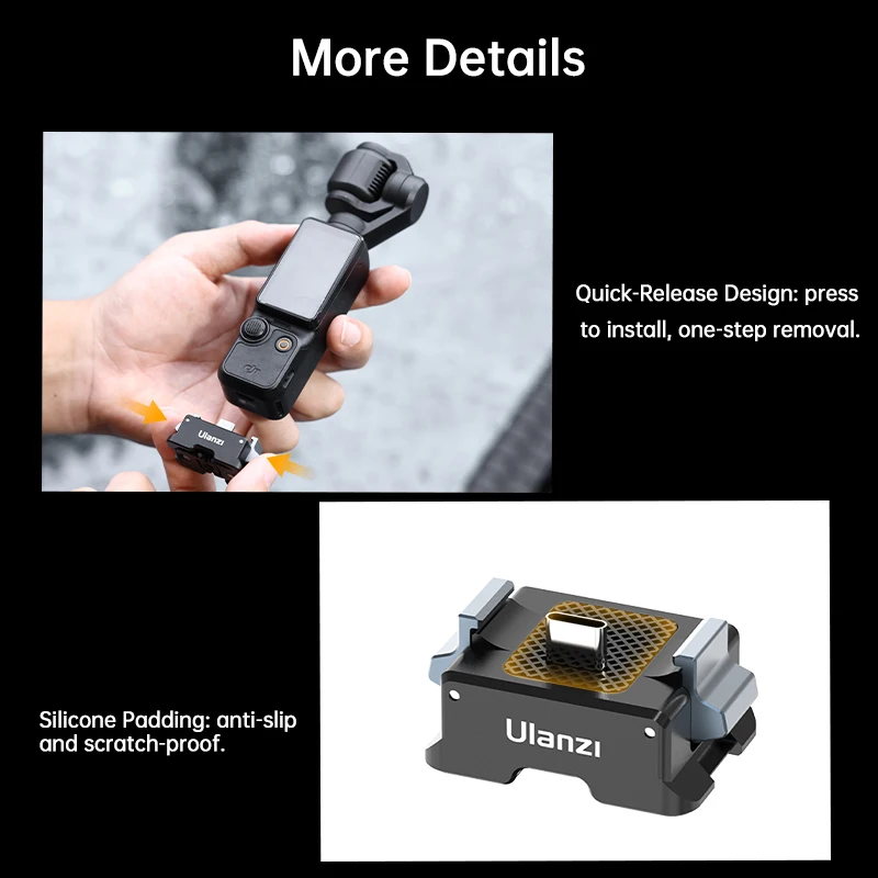 Adapter rozszerzeń Ulanzi PK-10 do DJI Osmo Pocket 3 z gwintem 1/4'' i składanym mocowaniem 2-bolcowym — zdjęcie produktu 6
