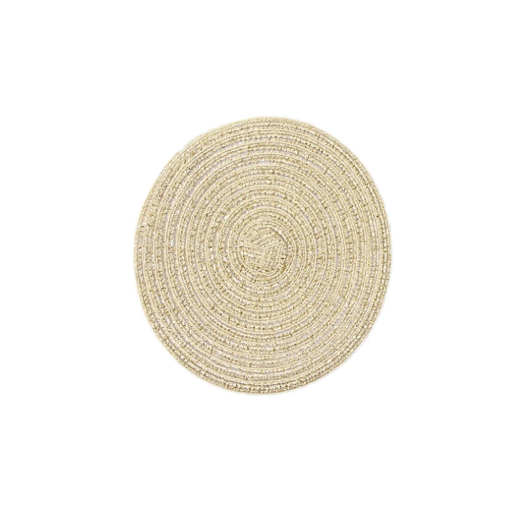 

Round Cotton Linen Placemat Heat Resistant Coaster Anti Skid Table Mat Easy Wash Foldable Protective Dining Hall Kitchen