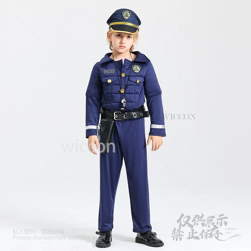 Halloween Cosplay children's Police Uniform Cosplay Costume Makeup Party Performance Performance Costume Set Kid Kawaii Carnival
