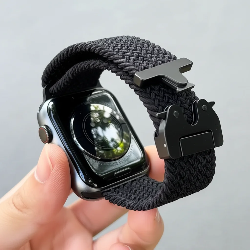 Bracelet tressé en parachute pour Apple Watch Ultra 3 40mm 44mm 46mm 42mm 45mm, Bracelet Unity Noir pour IWatch Series 11 9 8 10 7 SE