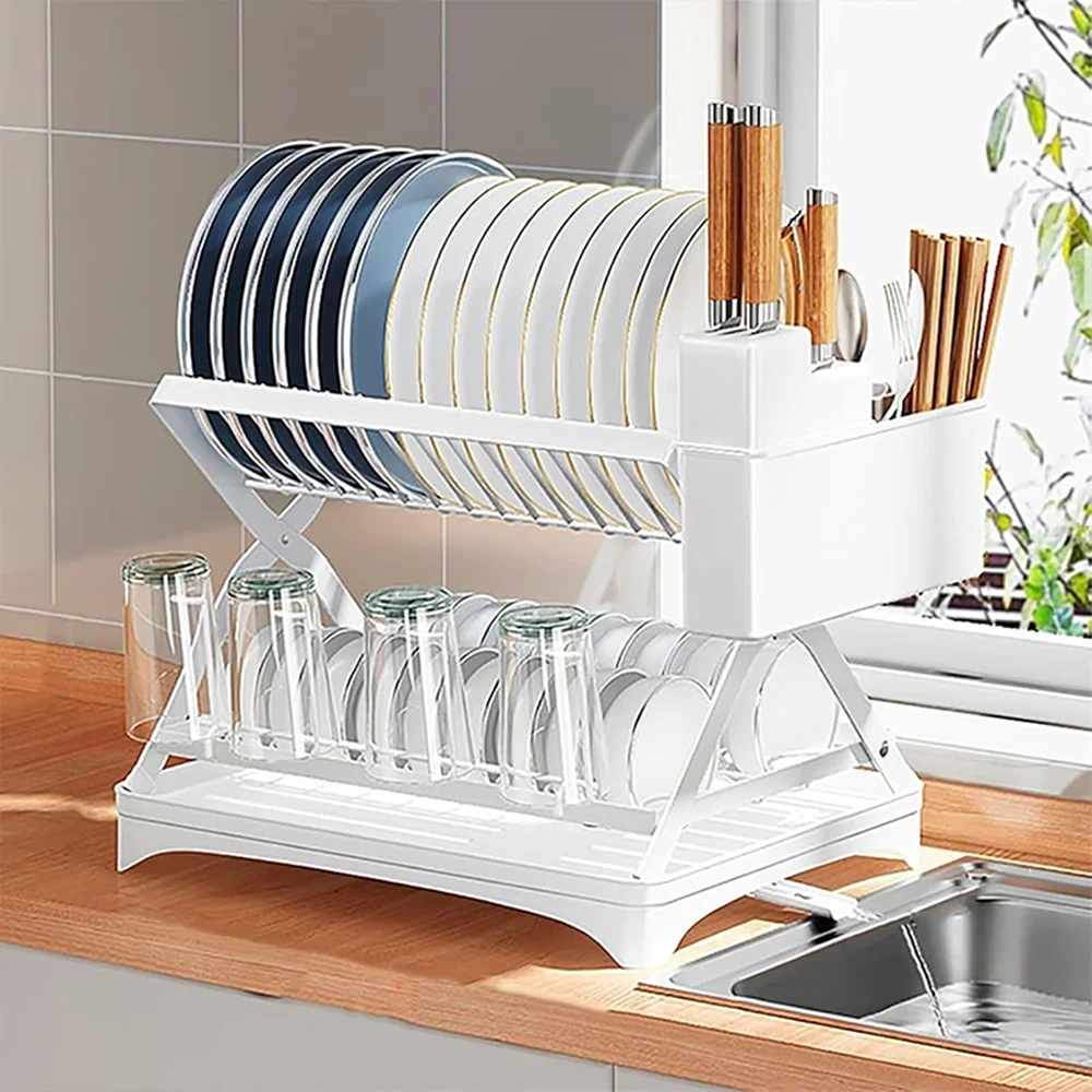 2-Tier Kitchen Counter Dish Drainer Storage 6