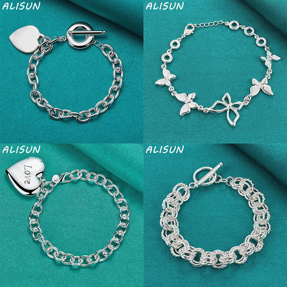 

ALISUN 925 Sterling Silver Bracelet For Women Men Fashion Jewelry Charm Grace Noble Wedding Accessories