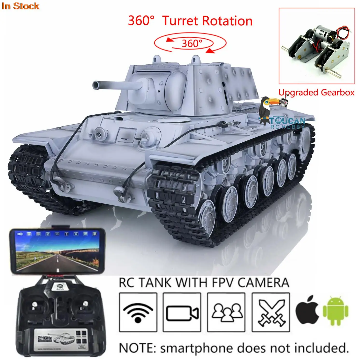 

Heng Long 1/16 Snow 7.0 Plastic KV-1 RC Tank 3878 FPV Camera 360° Turret Steel Gearbox BB Pellets Infrared Shooting Toy TH17471