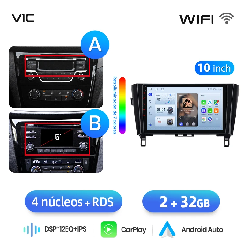 Junsun Radio VozAI voor Qashqai J11 X-Trail3 2013-2017 draadloze CarPlay AndroidAuto autoradio 2DIN met Bluetooth DAB+ GPS RDS