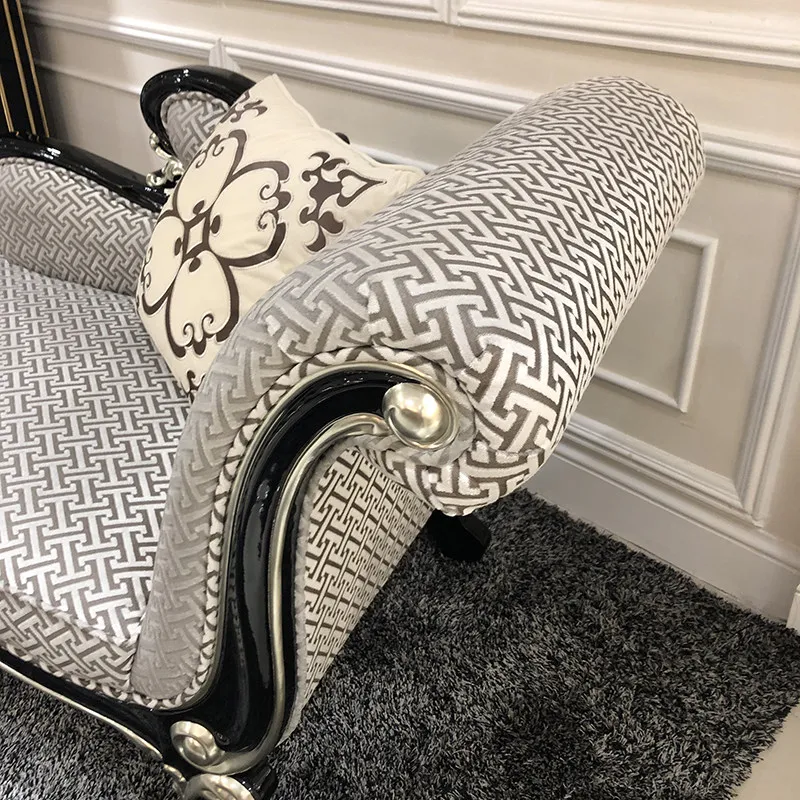 French chaise longue, European bedroom, beauty couch, living room, solid wood fabric chaise longue, sofa, single toffee 3