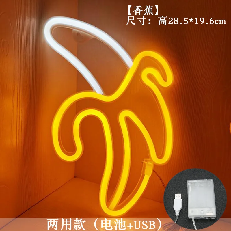 LED Neon Sign Lamp Banana Cherry Shaped Fruit Restaurant Wall Neon Light for Party Wedding Shop Birthday Home Decoration