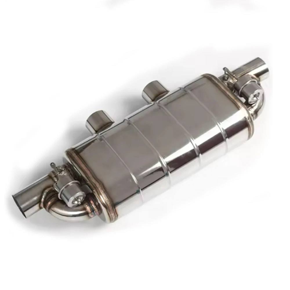 

Stainless steel Exhaust T-muffler Double in double out Catback vacuum valve exhaust muffler