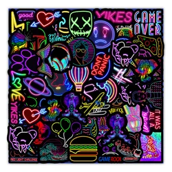 Pegatinas de Graffiti con luz de neón para niños, pegatinas de dibujos animados para coche, guitarra, motocicleta, equipaje, Maleta, pegatina de piezas clásica DIY, 10/30/50 pegatina de juguete