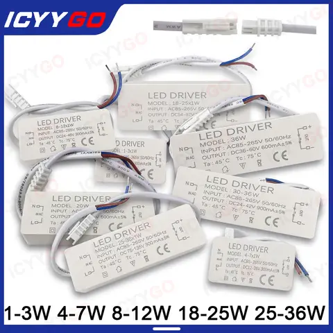 LED 드라이버 300mA 600MA 900MA 1-3W 4-7W 8-12W 18W 18-25W 25-36W LED 정전류 드라이브 전원 공급 장치 드라이버 LED 변압기