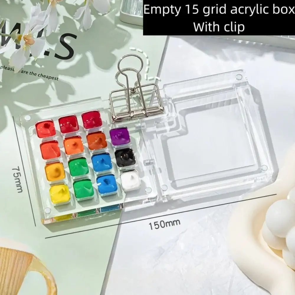 Art Supplies Acrylic Watercolor Paint Palette 8/15 Grid Foldable Paint Pigment Box Portable Mini Empty Paint Box Outdoor