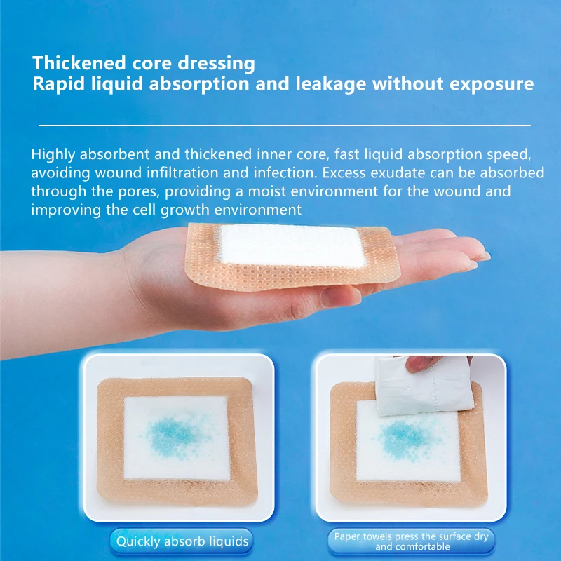 

5 Sizes Foam Dressing With Border Pressure Ulcer Patch Adhesive Sterilized Waterproof Wound Dressing Bandage Bedridden Patients