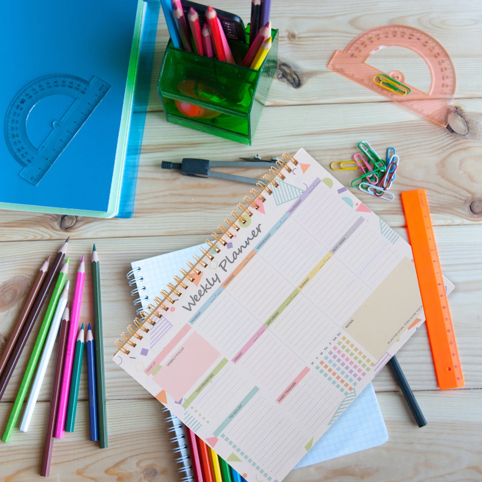 

B5 Undated Weekly Planner Notebook Double Wire Binding Paper Cover For Work Home School Large Weekly Calendar Pad