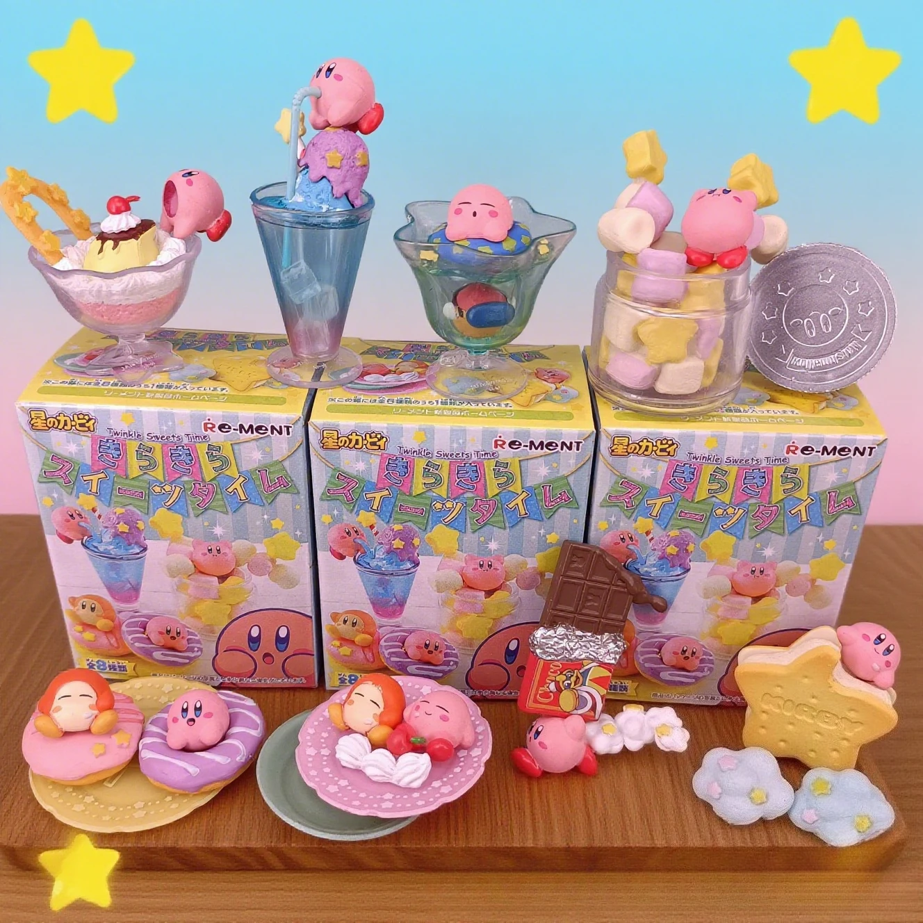 Trendige Spielzeug-Blindboxen, Kirby Afternoon Tea, Desserts und Eiscreme, Miniatur-Figuren mit Lebensmittel-Thema, 8 Stile