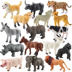 Oenux Wildlife Farm Model Simulation Horse Cow Goat Donkey Pig Dog Lion Tiger Elephant Animals Figurine Lovely Kids Toy Gift