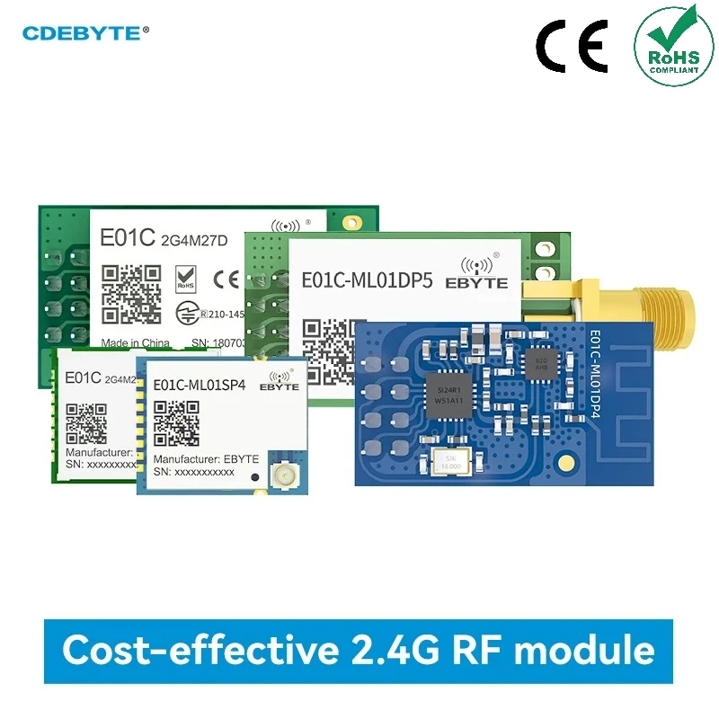 2.4GHz Si24R1 PA LNA rf SPI Module 100mW 20dBm E01C Series CDEBYTE 2.5km Long Range Wireless Transmitter and Receiver nRF24L01+