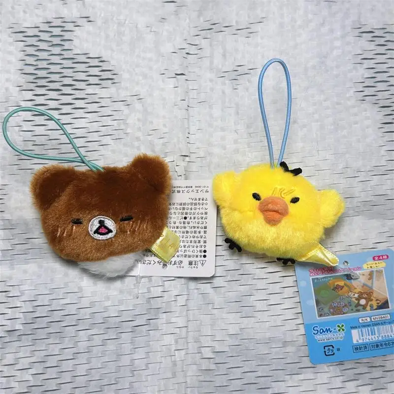 Плюшевый брелок-подвеска Rilakkuma Kawaii в виде мультяшного медведя-эмодзи, кукла-шнурок для телефона, милые подарки на день рождения для мальчиков и девочек