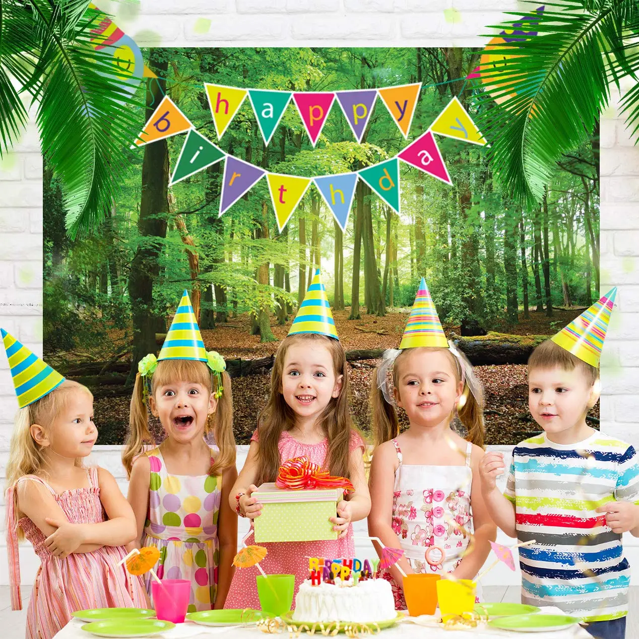 Tropical Forest Backdrop for Photography Spring Jungle Rainforest Adventure Camping Birthday Party Photo Background Photo Studio