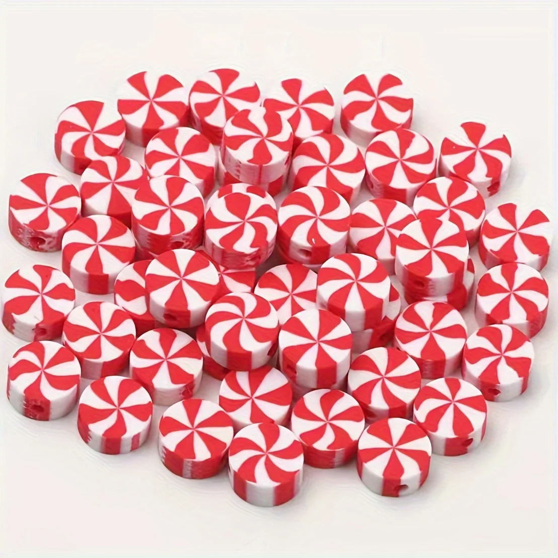 100Pcs Candy Color Polymer Clay Beads Multicolor Loose Beads for Christmas DIY Necklace Bracelet Earring Jewelry Making Supplies
