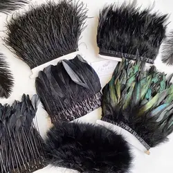 1Meter Black Ostrich Goose Marabou Turkey Feathers Trim Fringe Sewing Ribbon For DIY Dress Sewing Crafts Clothing Decoration