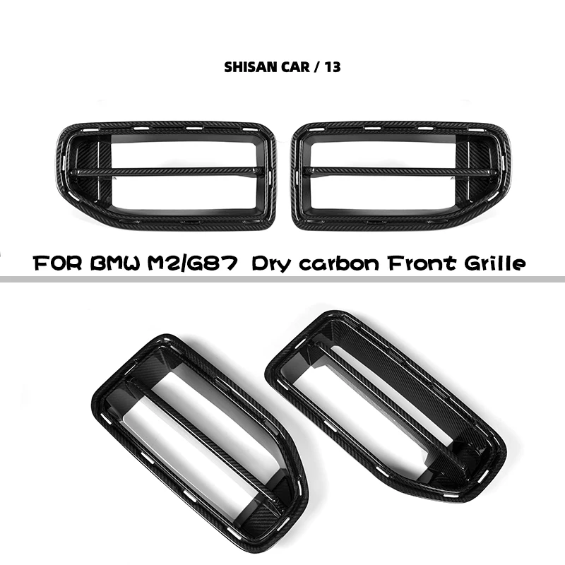 Dry Carbon Fiber Front Bumper Vent Hood Kidney Grille Replacement MP-Style Sport Racing Grill For BMW  G87 M2 2023-IN